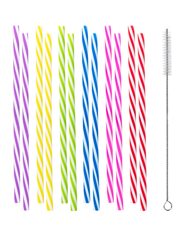 12 színes újrafelhasználható műanyag szalma 21 cm