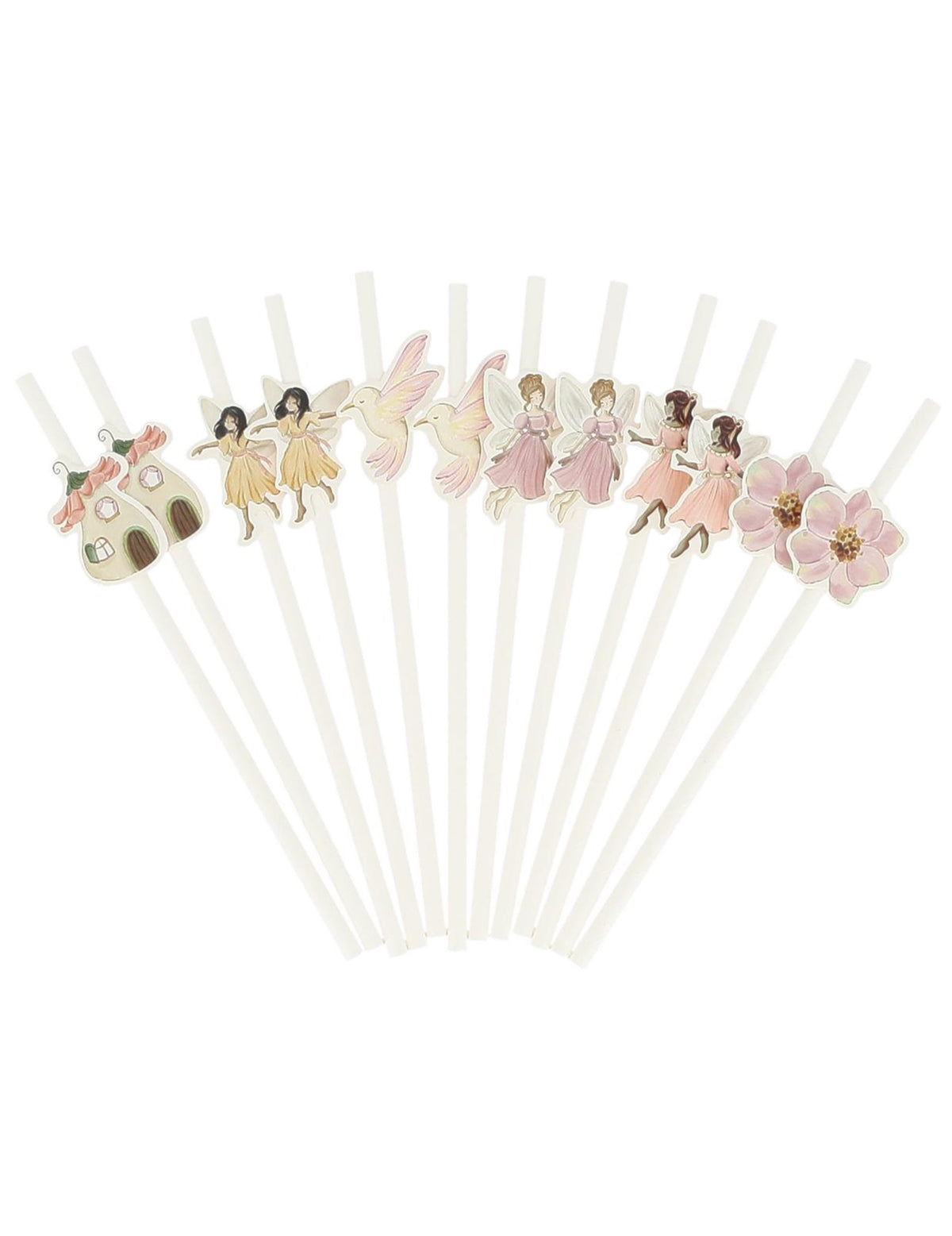 Pailles fée pour enfant blanc et rose pastel