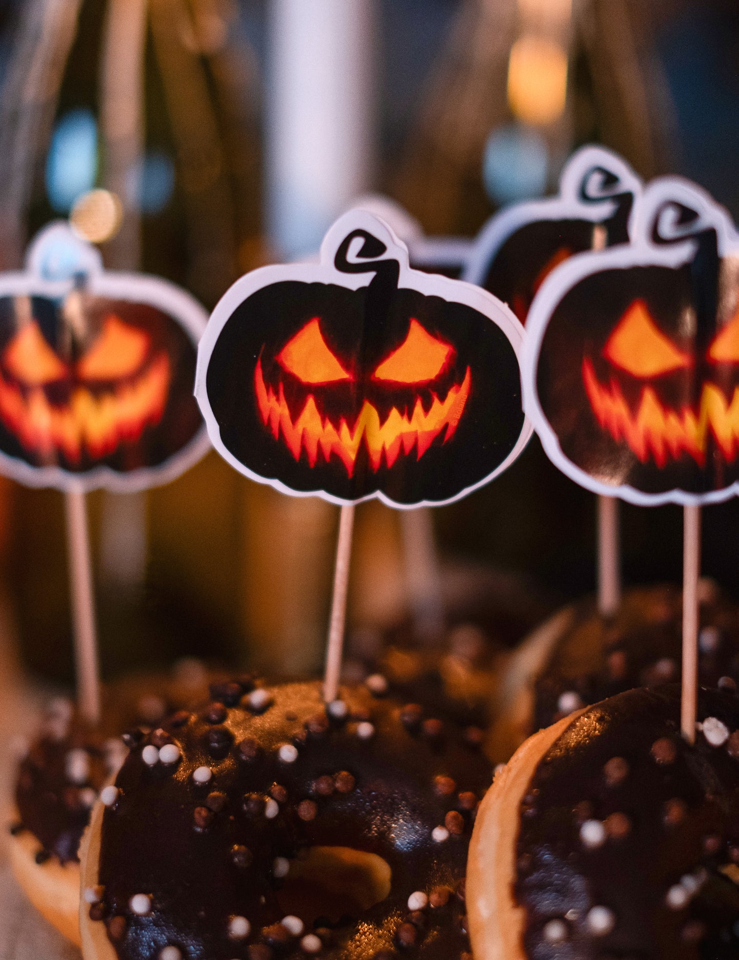 Alignement sur des donuts des pics citrouille terrifiante