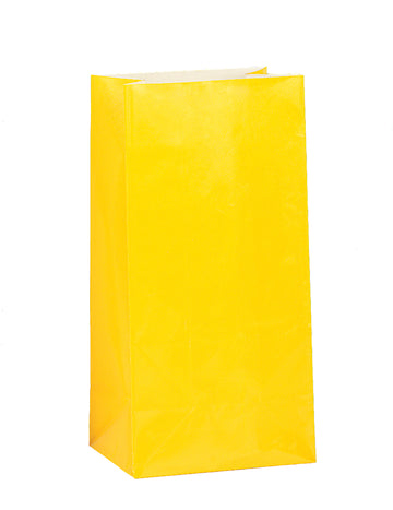 12 db sárga papír ajándéktasak 25 x 9 cm születésnapra