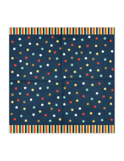 12 db színes, csillag alakú papírszalvéta, 33 x 33 cm cm sötétkék háttér