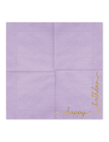 12 db Happy Birthday pasztell és arany papírszalvéta 33 × 33 cm