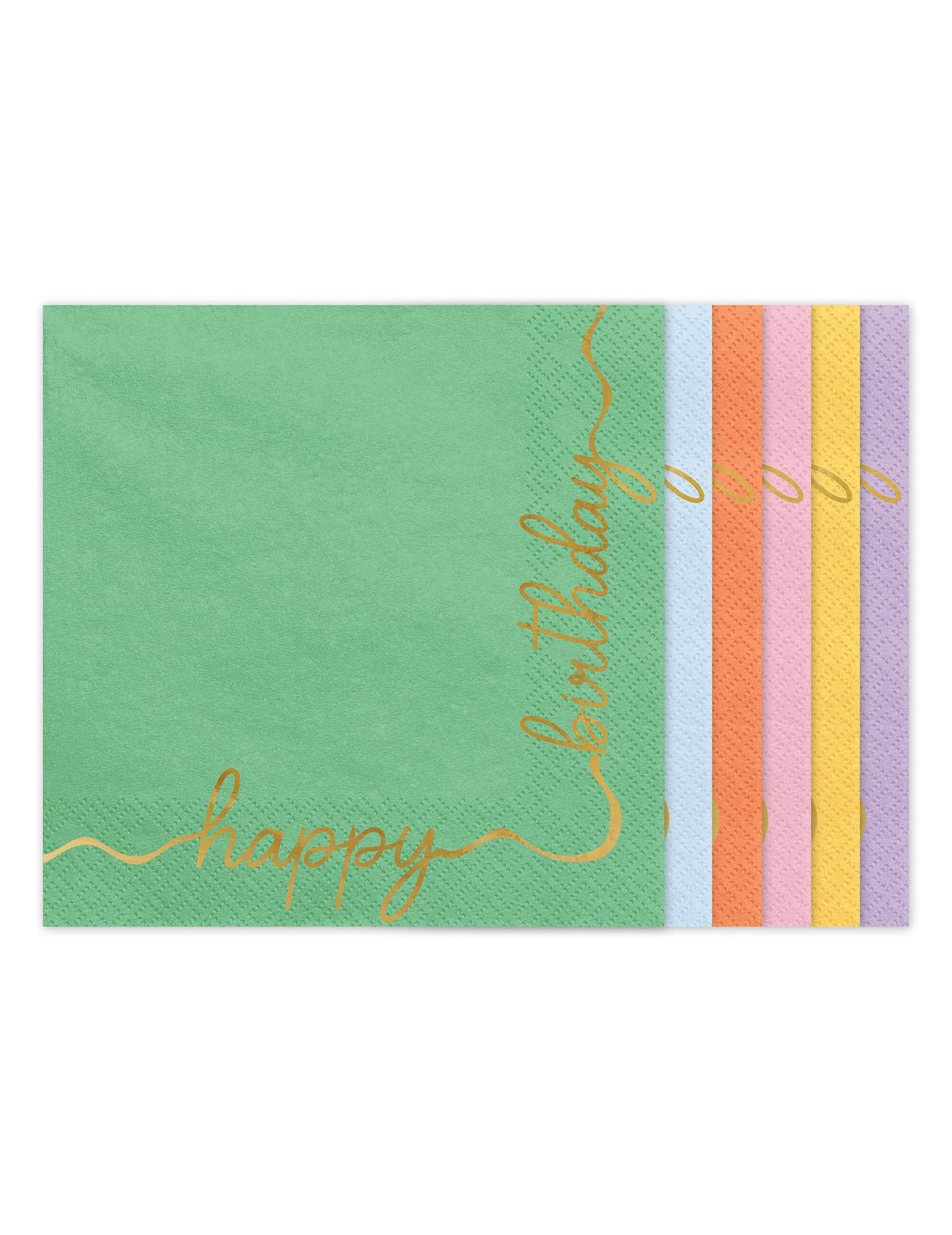 12 db Happy Birthday pasztell és arany papírszalvéta 33 × 33 cm
