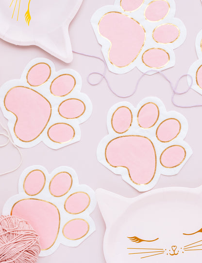 12 pasztellrózsaszín és arany macskamancs papírszalvéta