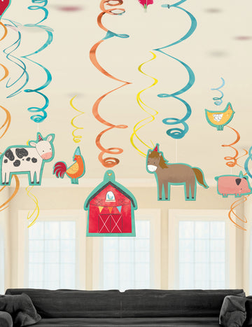 12 fém spirál alakú függő dekoráció születésnapra a farmon