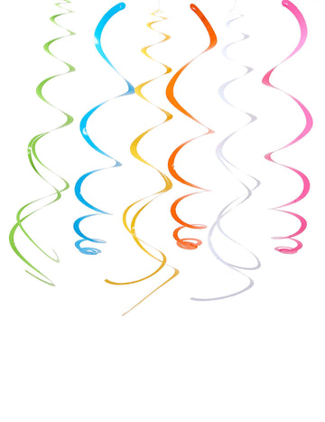 12 suspensions spirales pour décoration de fête multicolores