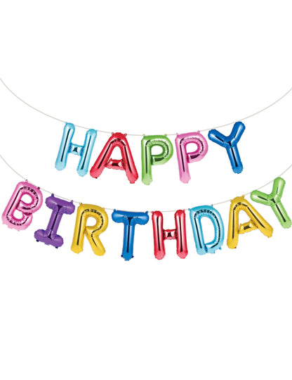 Guirlande ballons aluminium Happy Birthday pour anniversaire multicolore