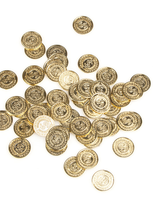 Fausses pièces de monnaie dollar pour fête dorées lot de 144
