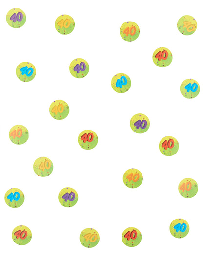 A 40 éves születésnapi asztali konfetti minta részlete