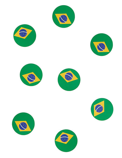 Confettis de table drapeau Brésil verts et jaunes ronds