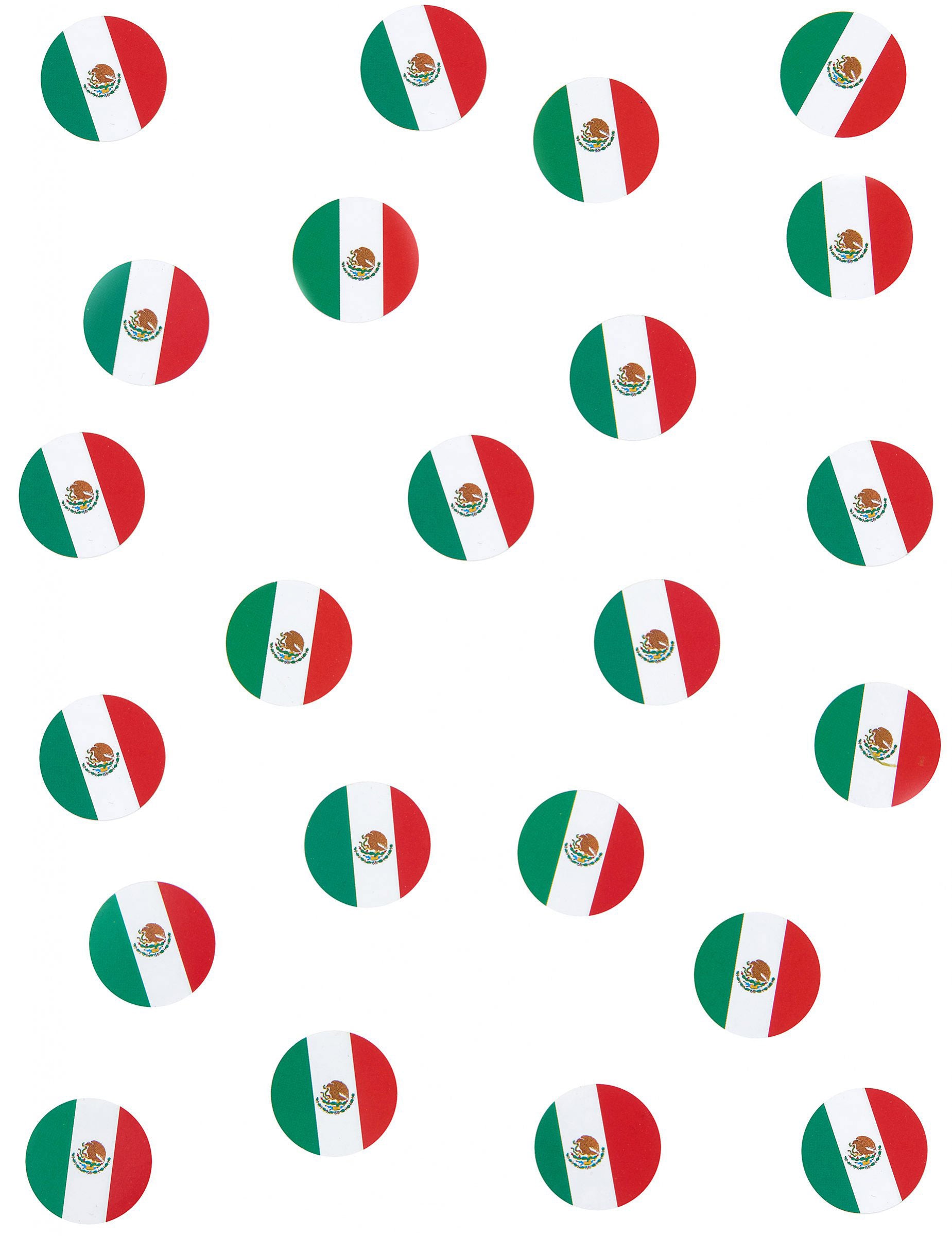 Confettis de table drapeaux Mexique pour fête ronds vert blanc rouge