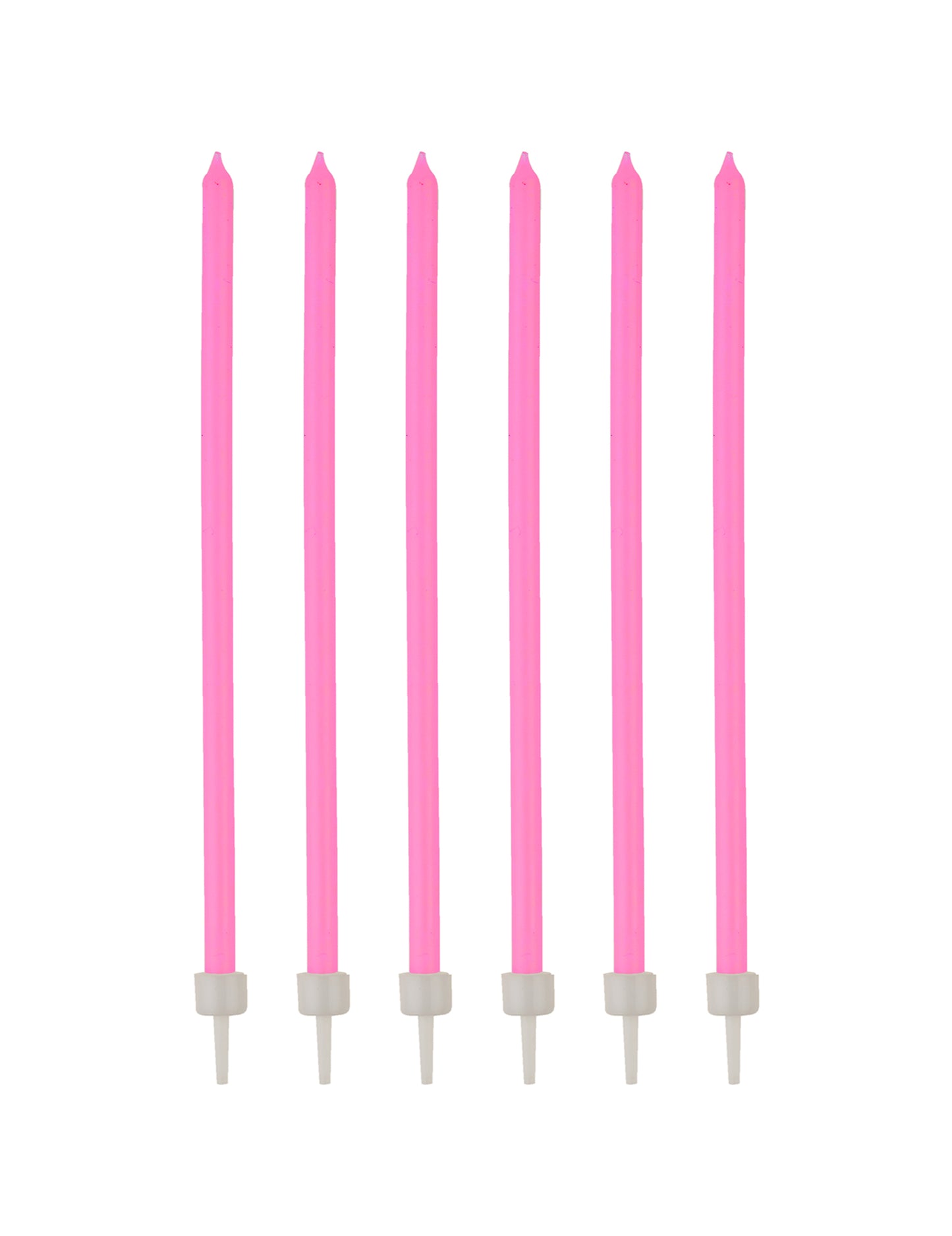 Bougies fines avec bobèches d'anniversaire pour fête rose