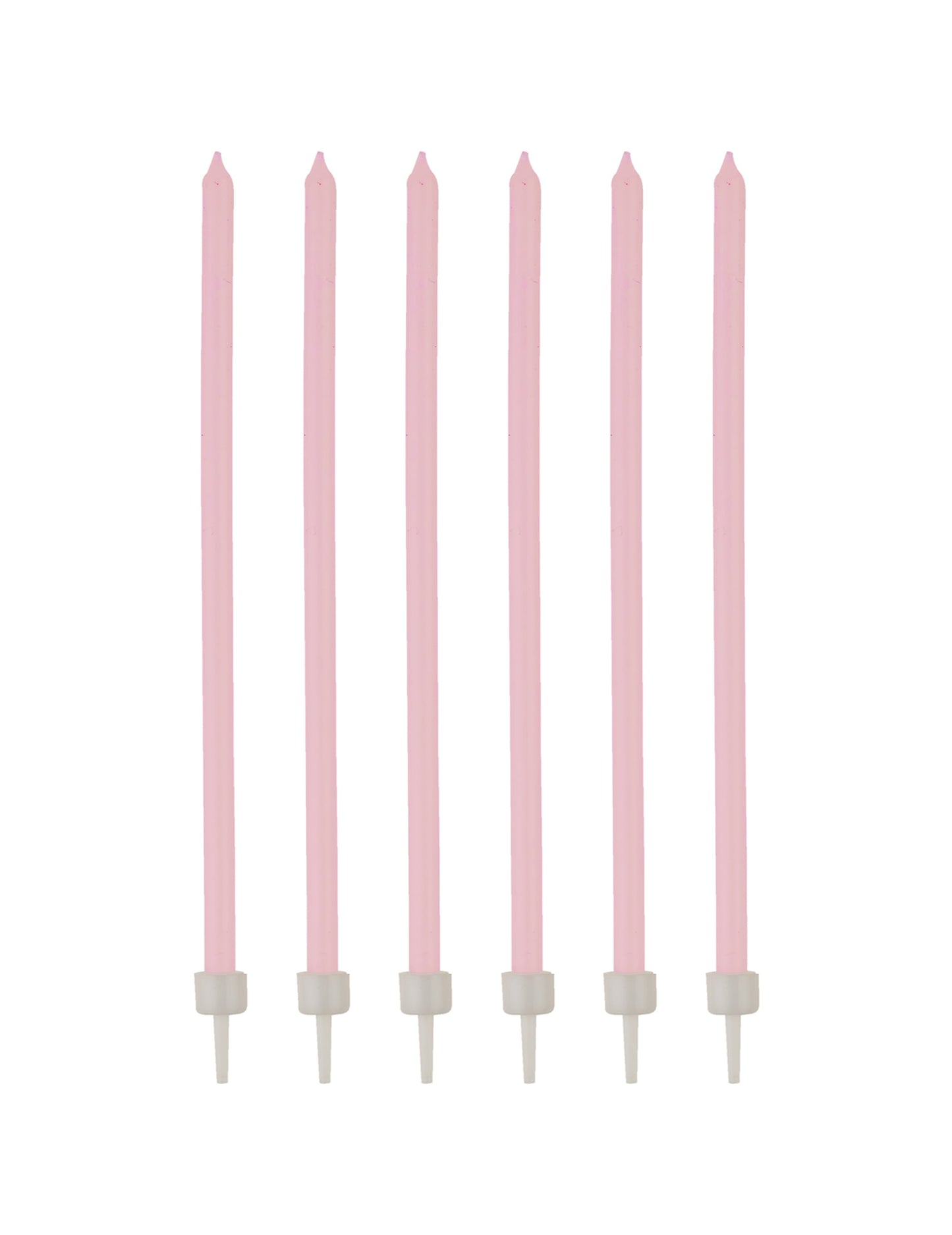 Bougies fines rose pâle avec bobèches