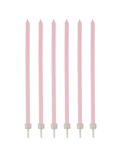Bougies fines rose pâle avec bobèches