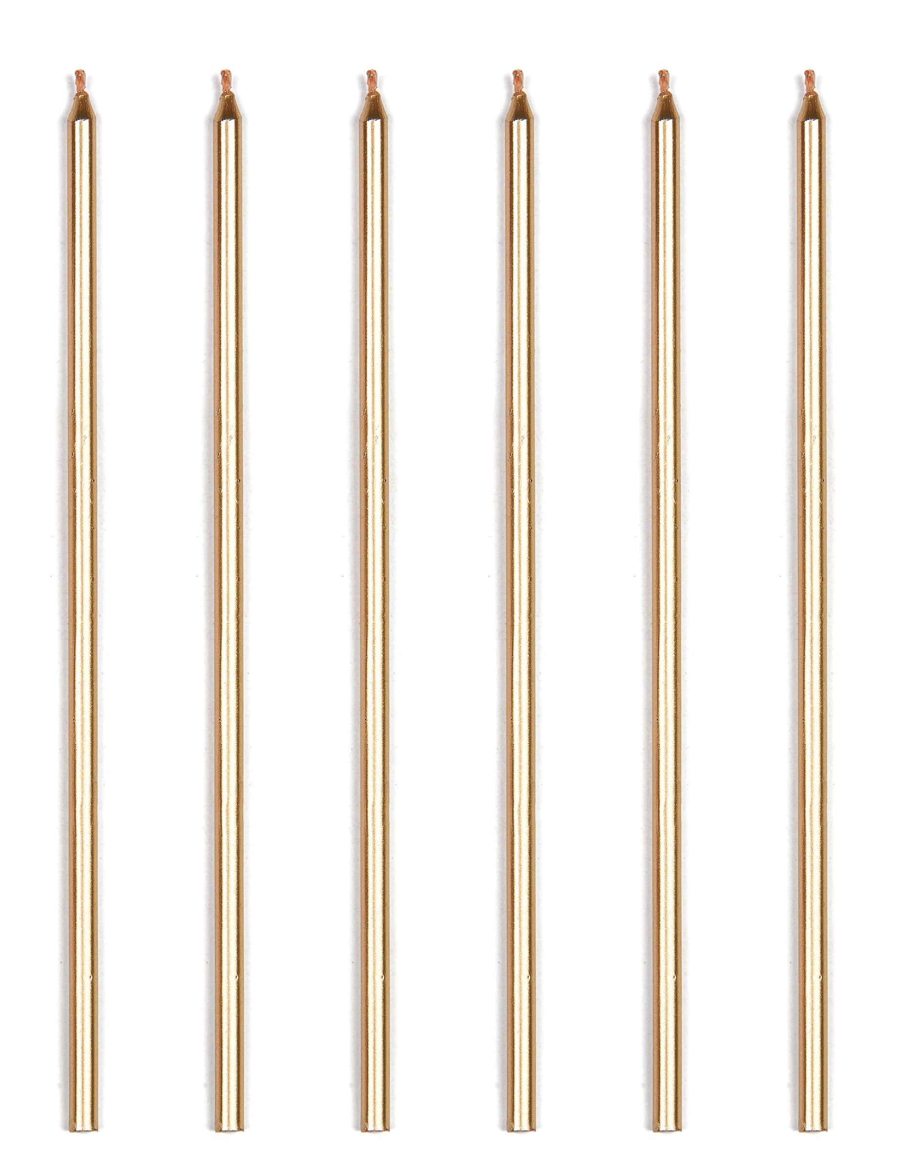 16 bougies géantes doré métallique avec bobèches