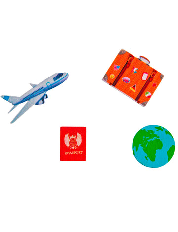 16 fa asztali konfetti darab, utazó repülőgép gömb bőrönd