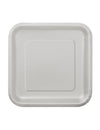 Petites assiettes en carton argentées de forme carrée