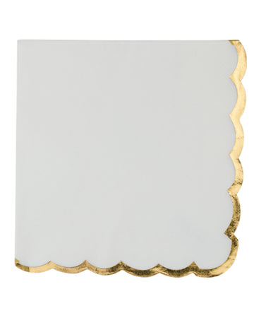 16 db fehér szalvéta aranyozott, kagylós szegéllyel, 33 x 33 cm cm elegáns