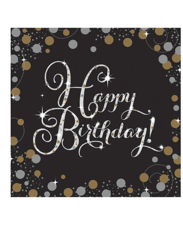 16 db csillogó ünnepi papírszalvéta 33 x 33 cm Boldog születésnapot, fekete nők!