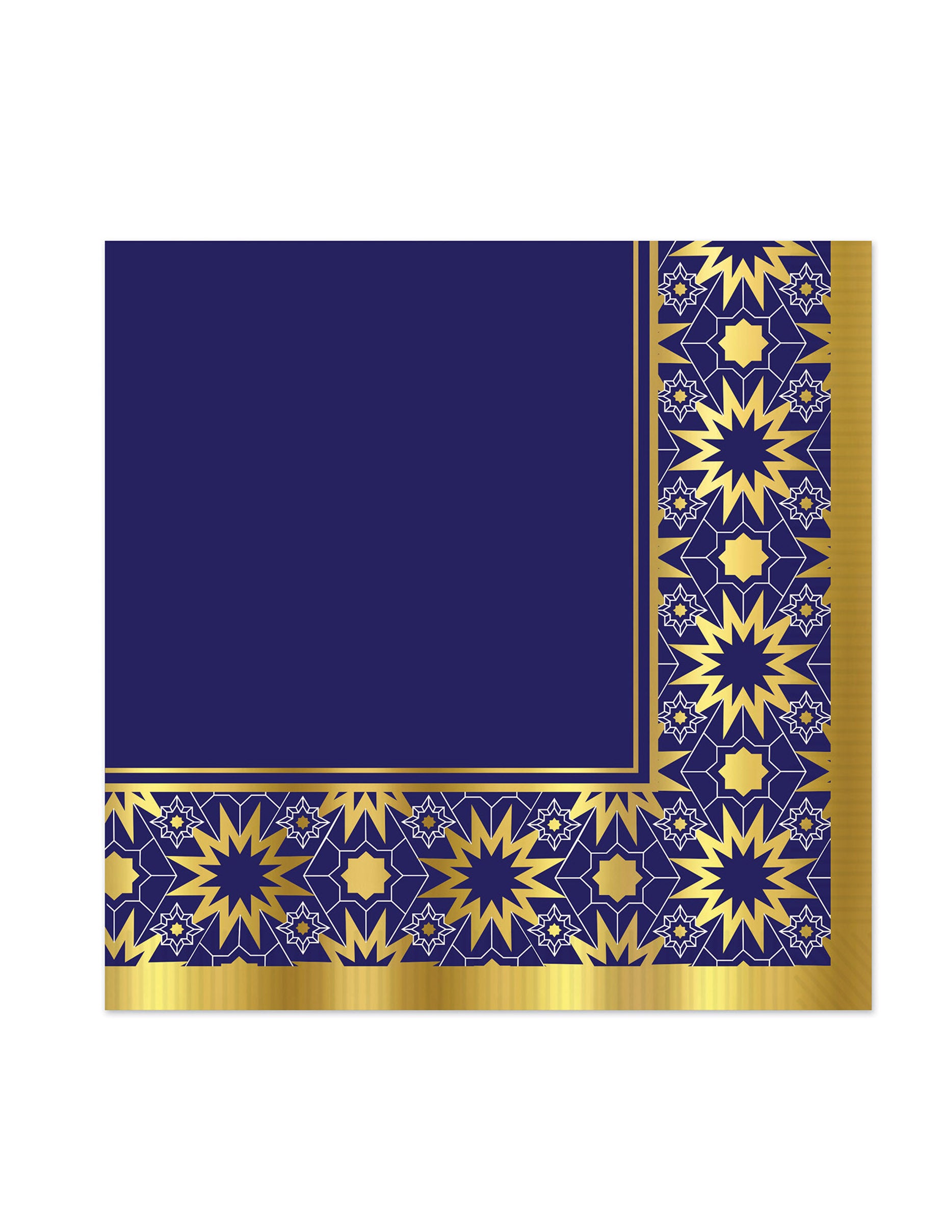 Serviettes en papier Aïd Mubarak pour décoration orientale bleues et or