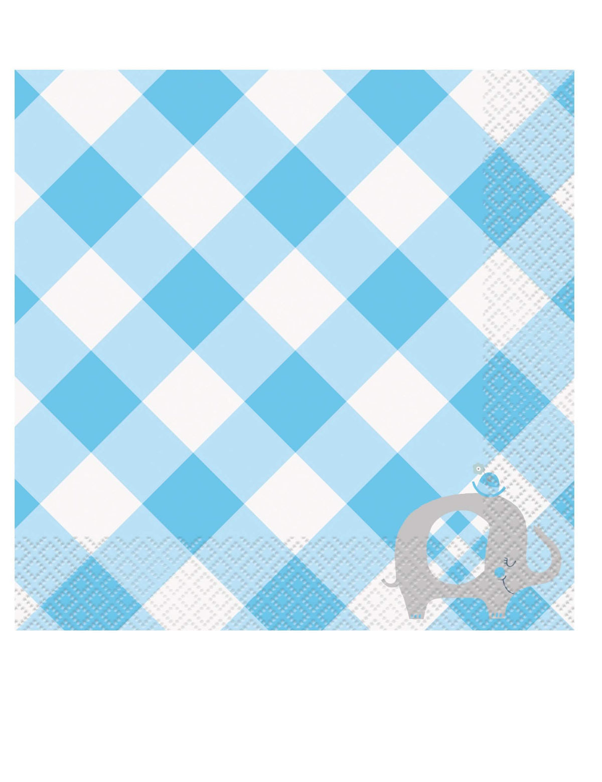 papírszalvéták elefántos baby shower kék kockás