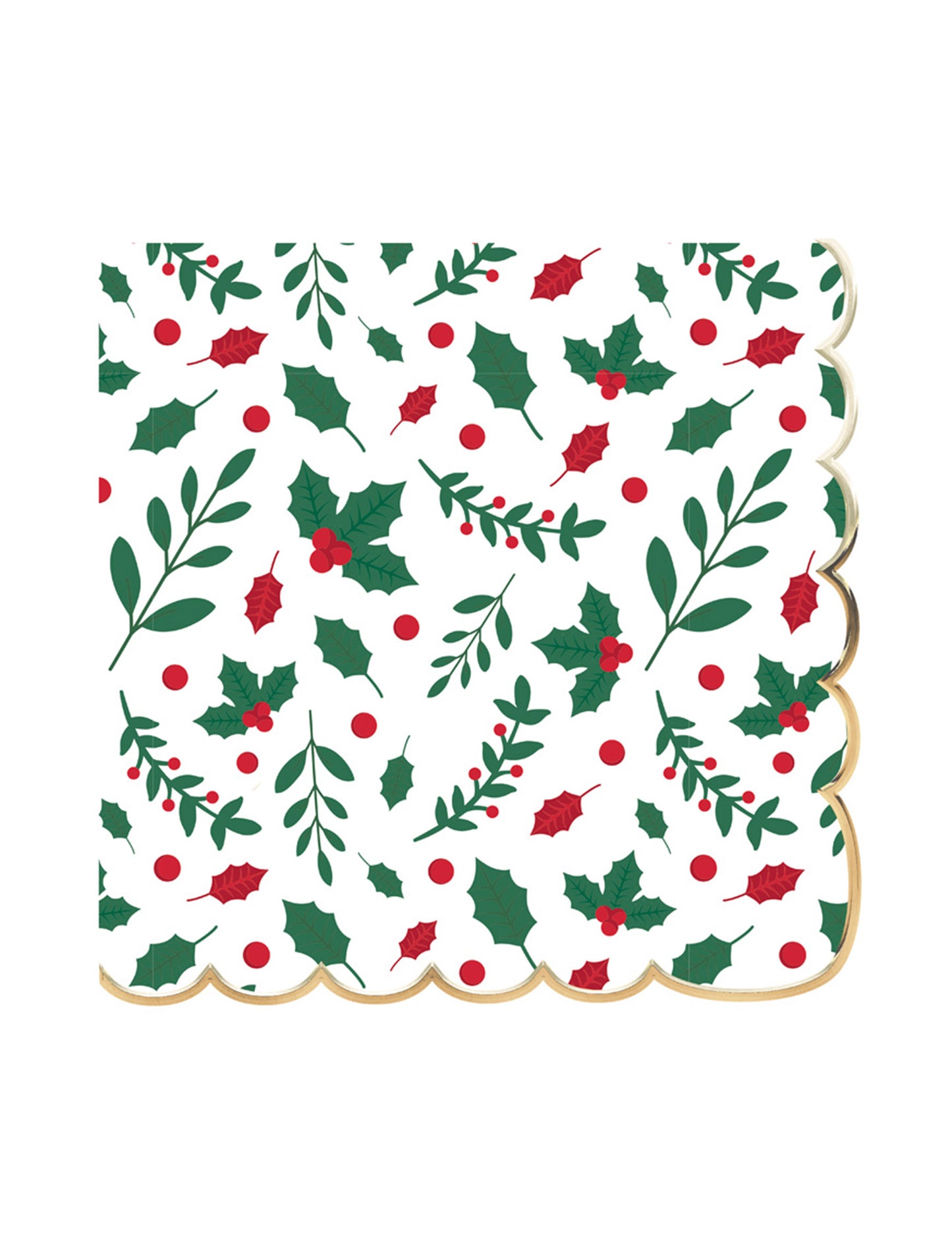 16 db kagylómintás papírszalvéta, karácsonyi mintával, 33 x 33 cm arany szegély