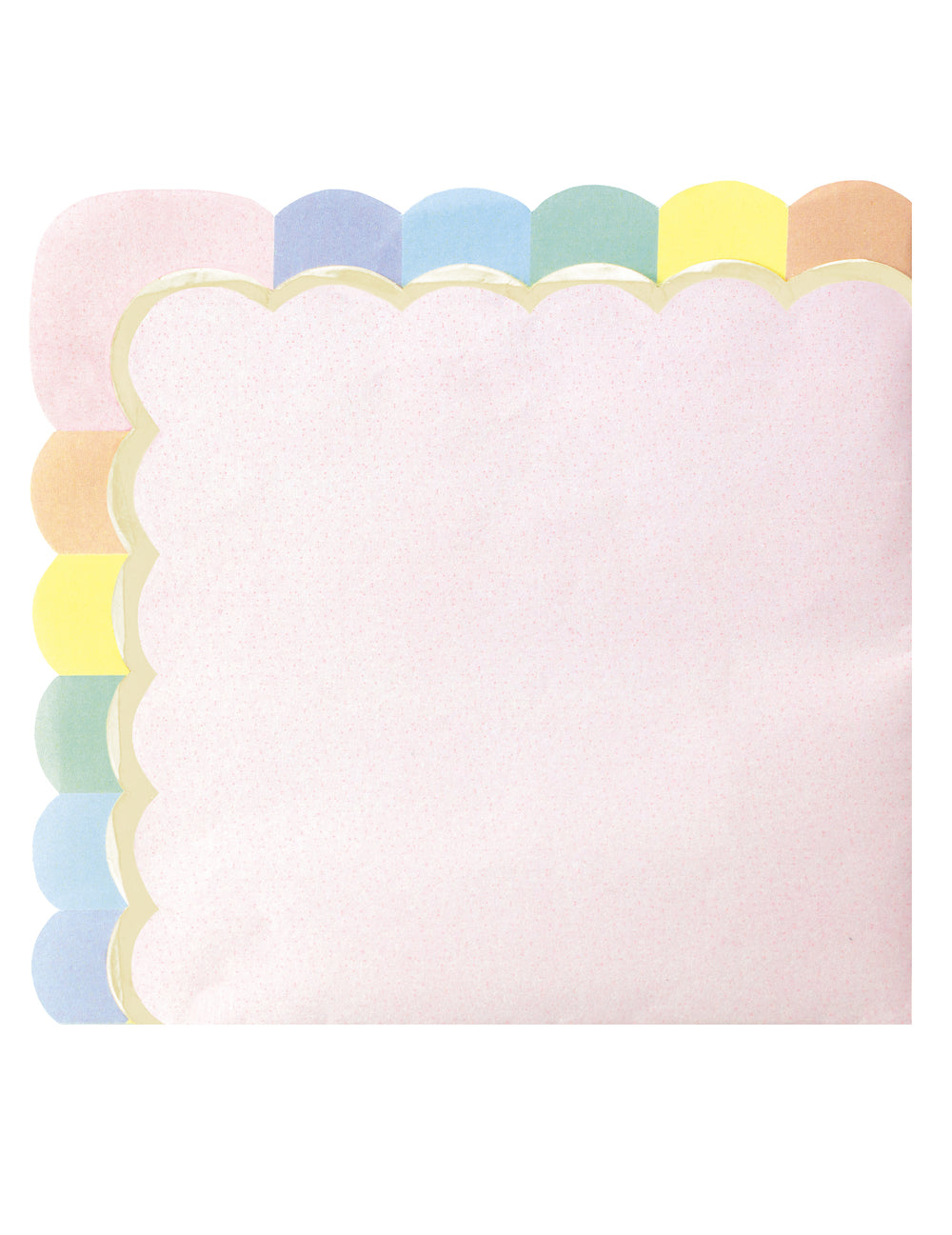 Serviettes festonnées en papier arc-en-ciel pour fête rose pastel