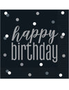 Serviettes en papier Happy Birthday pour anniversaire noires et grises