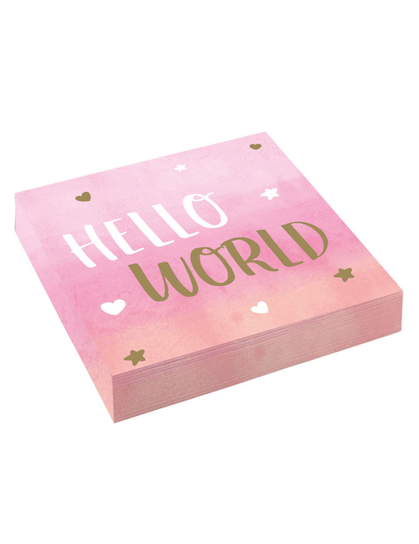 16 db rózsaszín és arany "Hello World" papírszalvéta, 33 x 33 cm cm babaváró bulira