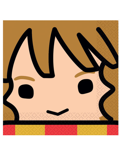 Gros plan sur le motif du visage de Hermione des serviettes en papier kawaii Harry Potter