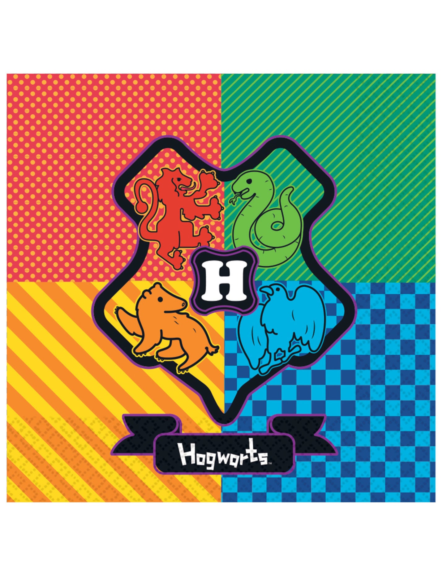 Gros plan sur le blason de Poudlard des serviettes en papier kawaii Harry Potter