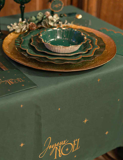 16 serviettes L'Intemporel vert anglais et or 33 x 33 cm