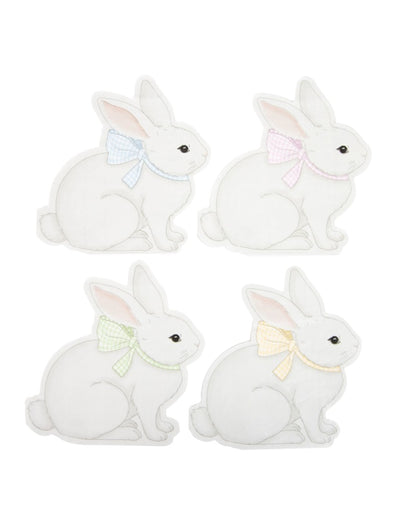 Serviettes en papier Mon Lapin blanches avec nœuds vichy multicolores