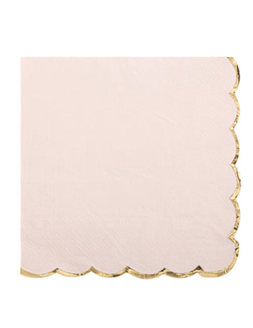 16 db púderrózsaszín szalvéta arany kagylós szegéllyel, 33 x 33 cm papír