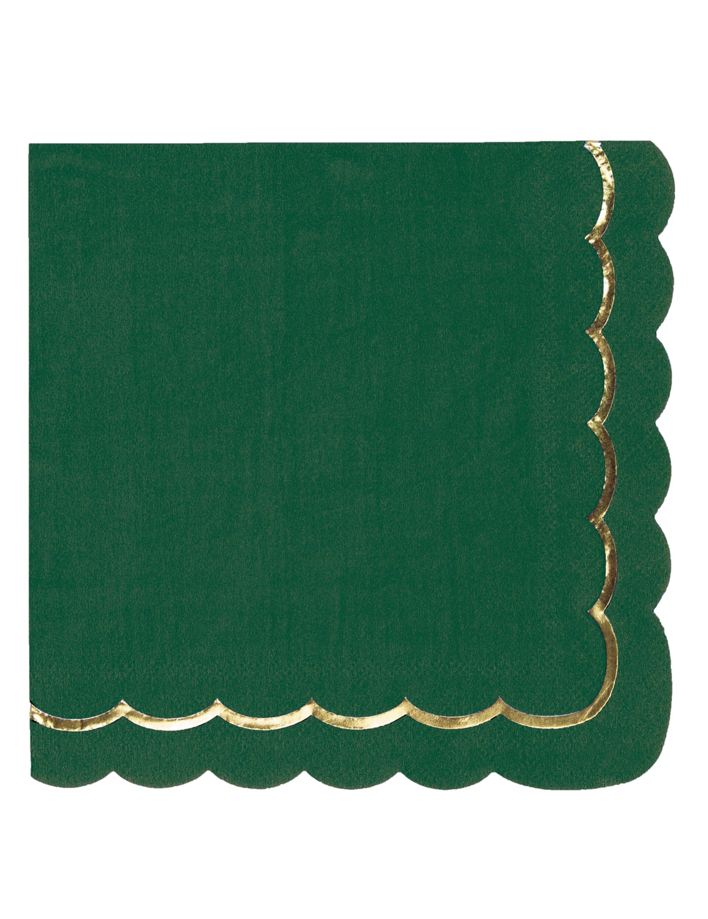 Serviettes festonnées en papier Noël pour fête vert et or