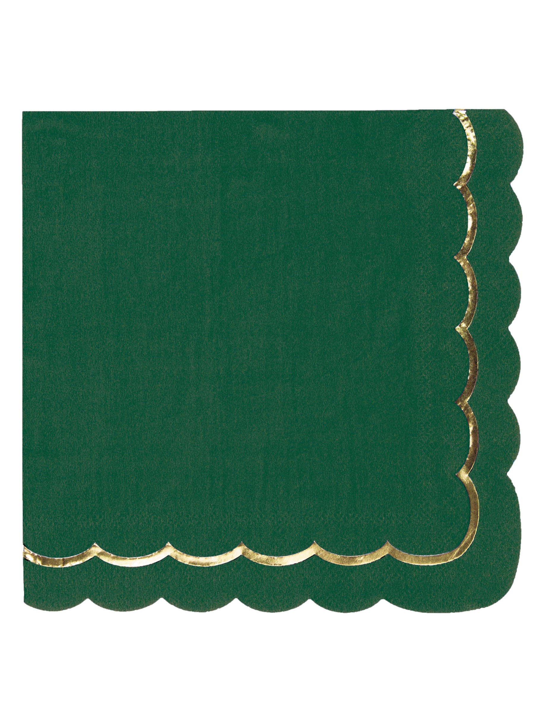 Serviettes festonnées en papier Noël pour fête vert et or