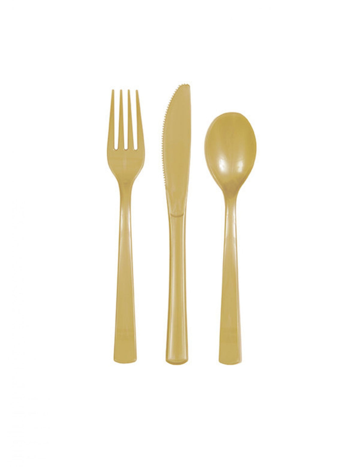 Assortiment de couverts en plastique pour fête or