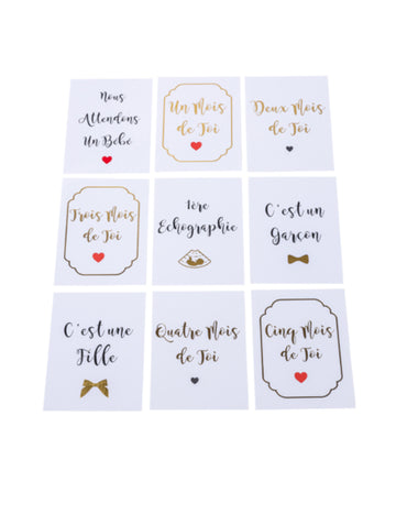 18 aranyozott terhességi mérföldkő kártya, 14 x 19 hüvelyk cm babaváró ajándéktárgyak