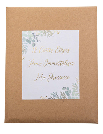 18 terhességi mérföldkő kártya, oh baby, 14 x 19 cm egy parafa tasakban