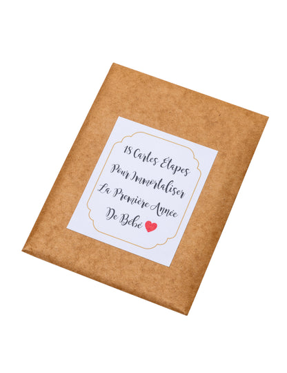 18 aranyozott elsőéves mérföldkő kártya, 14 x 19 cm babának