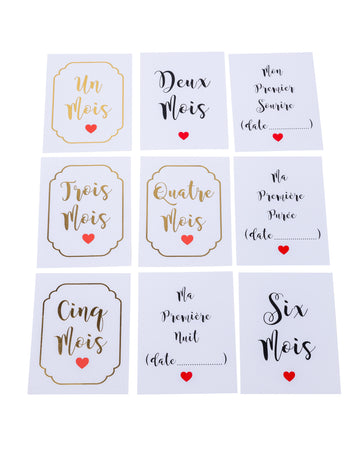 18 aranyozott elsőéves mérföldkő kártya, 14 x 19 cm babának