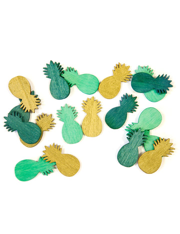 18 arany és zöld ananászos asztali konfetti darab, 10g, trópusi téma