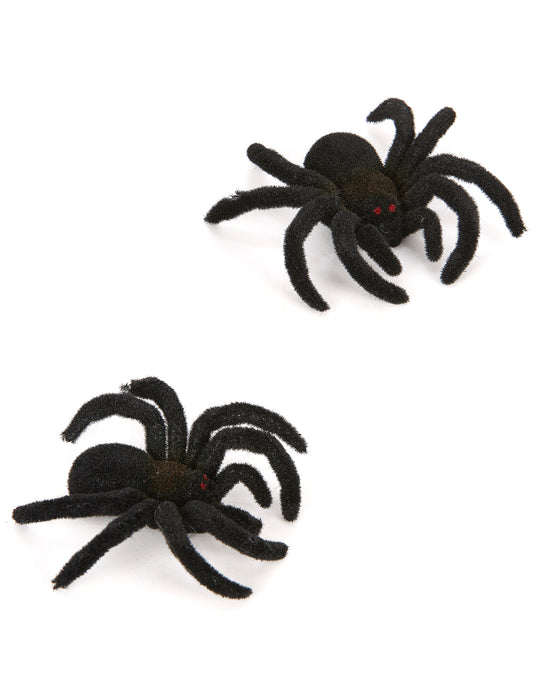 Araignées Halloween pour décoration noires poilues aux yeux rouges