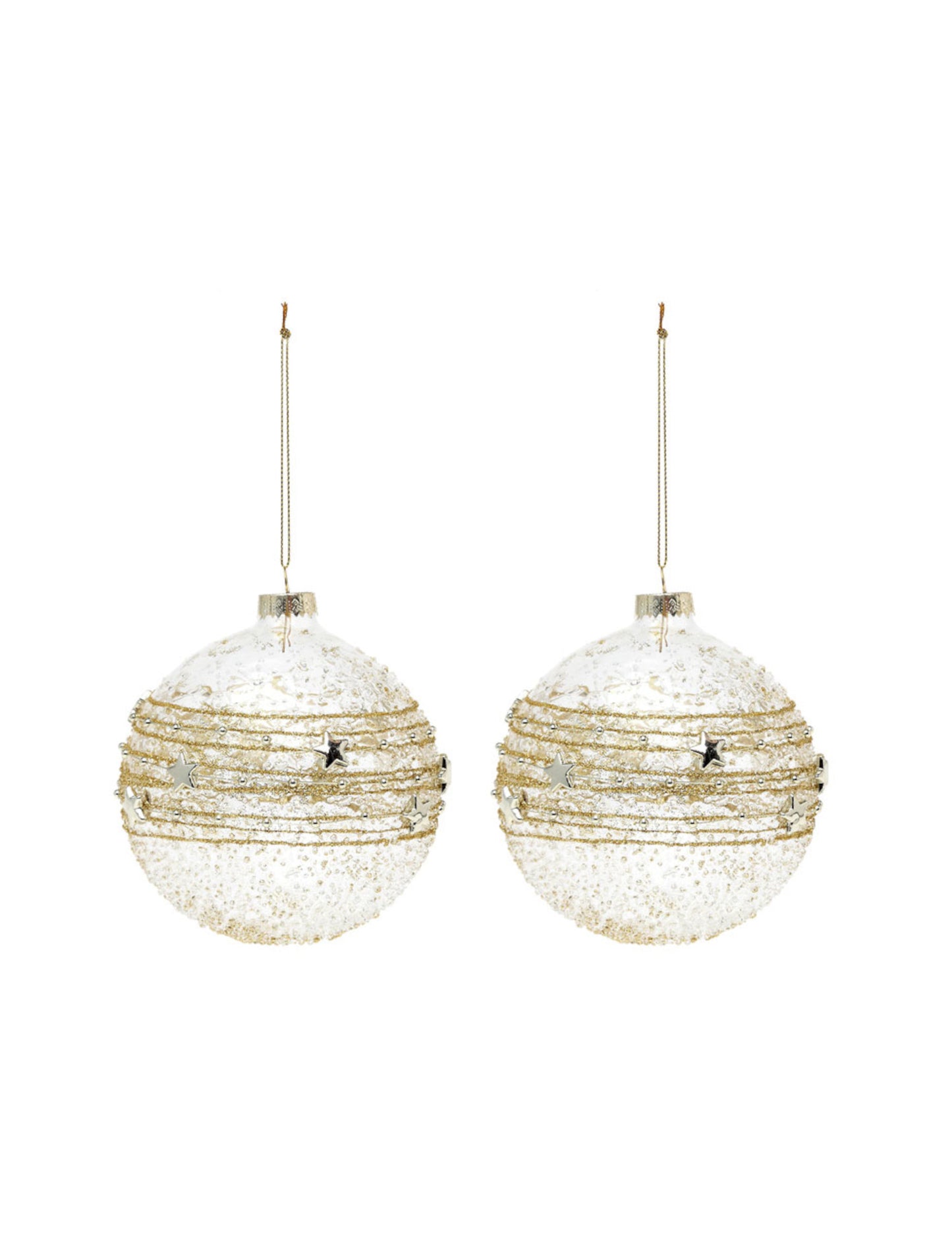 2 arany üveggolyó 10 cm karácsonyi dekoráció