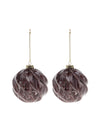 Lot de 2 boules en verre marbrées pour sapin de Noël marron effet écorce