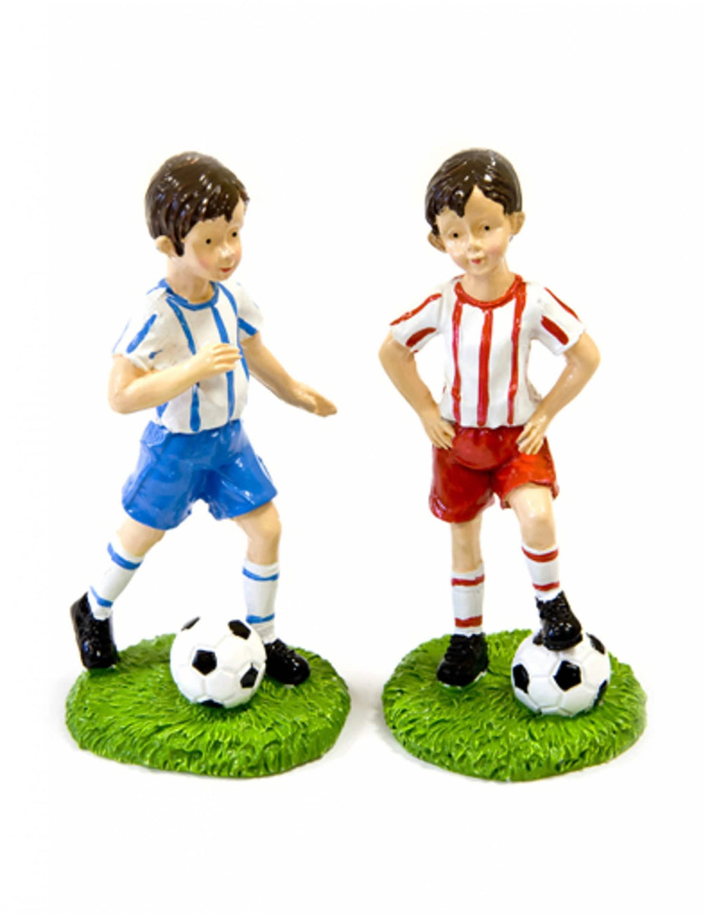 Futballista figura tortára kék és piros gyantából
