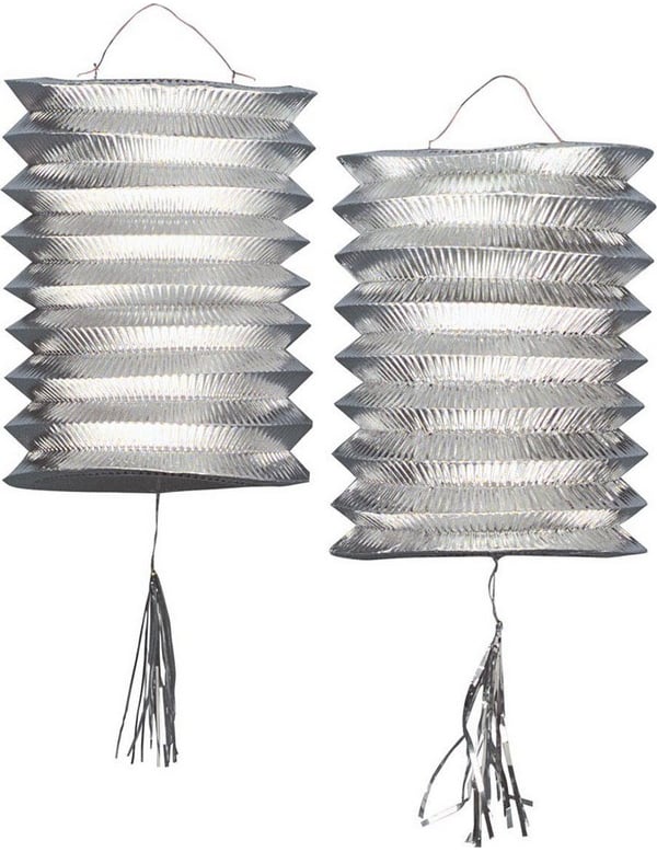 Lampions métalliques pour décoration de fête argentés