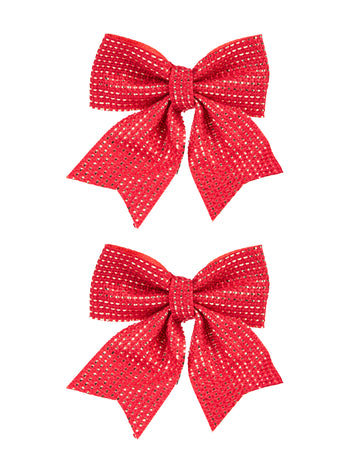 2 piros és arany juta masni 12 x 13 cm karácsonyi dekoráció