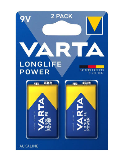 Piles LONGLIFE POWER 6LR61/9V lot de 2 bleu et jaune
