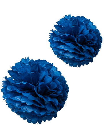 2 sötétkék selyempapír pompon, 40 és 50 cm cm, függeszthető dekoráció 